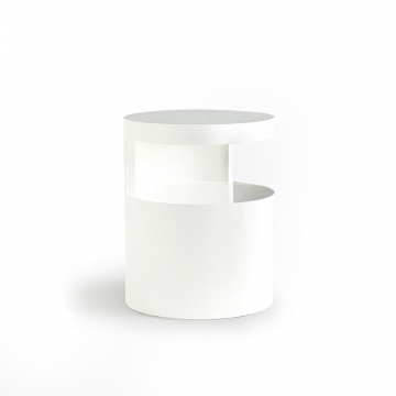 Столик прикроватный блестящий цилиндрической формы Newark белый
