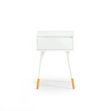 Прикроватная тумбочка на ножках с выдвижным ящиком Janik белый