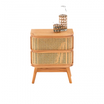 Тумба прикроватная с 1 ящиком из плетеного ротанга Laora  единый размер бежевый
