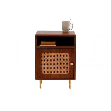 Прикроватная тумба из ротанга и орехового дерева Redpop каштановый