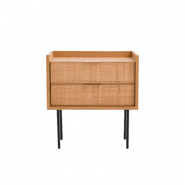 Тумба прикроватная с двумя ящиками из плетеного ротанга Louison бежевый