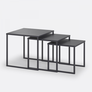 Комплект из 3 столов журнальных из стали Hiba  единый размер черный