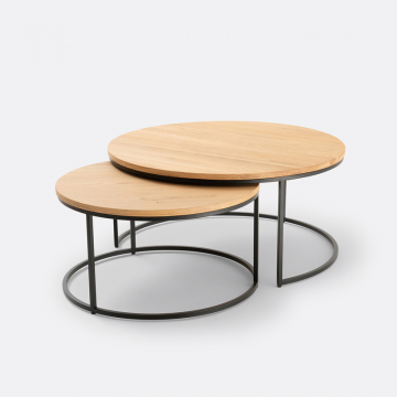 Комплект из 2 больших журнальных столиков вставляемых друг в друга из дуба Vova  единый размер бежевый