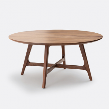 Стол журнальный большой круглый из орехового дерева Larsen  единый размер каштановый