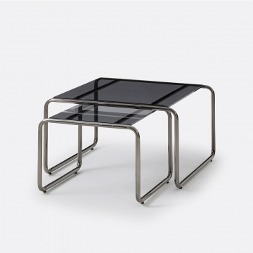Комплект из 2 журнальных  столов из закаленного стекла Neso  единый размер черный