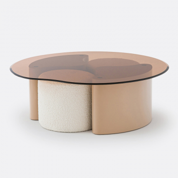 Комплект - Кофейный столик с 2-мя пуфиками Poglio  единый размер каштановый