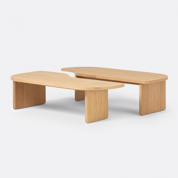 Комплект из двух столов журнальных из шпона дуба Docha  единый размер бежевый