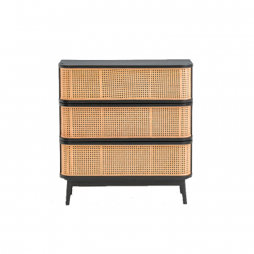 Комод с 3 ящиками из плетеного материала Laora черный