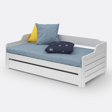 Кровать-банкетка детская раздвижная с ящиком для хранения и реечным дном Grimsby  90 x 190 см белый
