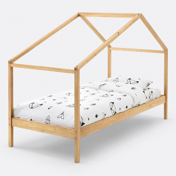 Кровать из массива сосны с пологом и основанием Spidou  90 x 200 см каштановый