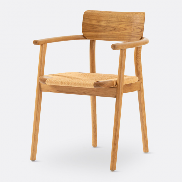 Кресло для столовой из массива дуба и плетеного материала Pipo  единый размер каштановый