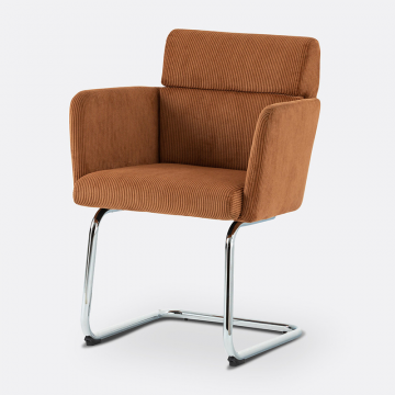 Кресло для столовой из рифленого велюра Canti  единый размер каштановый