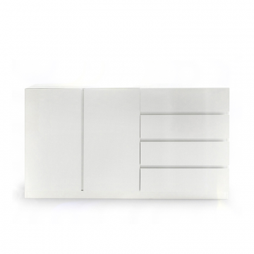 Шкаф низкий с отделением для одежды с 2 дверцами и 4 ящиками LEO белый
