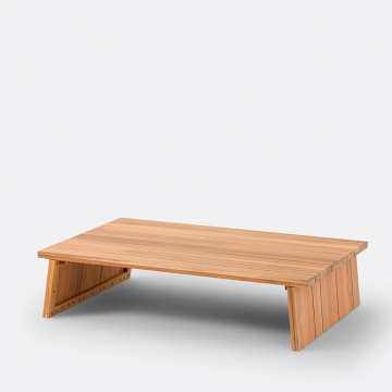 Стол журнальный из акации для сада Brut  единый размер бежевый