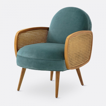 Кресло из велюра и тростника Buisseau  единый размер зеленый