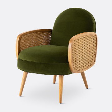 Кресло из велюра и тростника Buisseau  единый размер зеленый