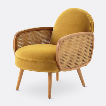 Кресло из велюра и тростника Buisseau  единый размер желтый