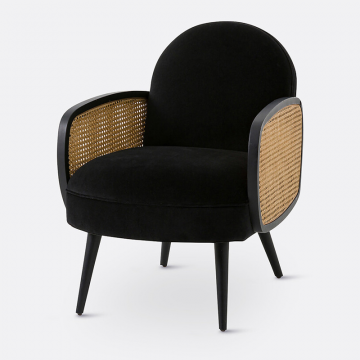 Кресло из велюра и тростника Buisseau  единый размер черный
