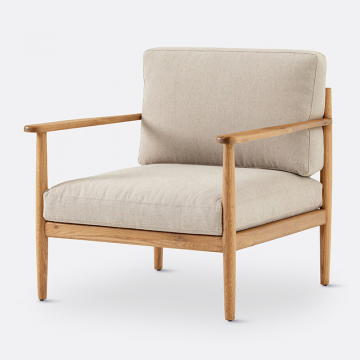 Кресло винтажное из дуба и хлопкальна Malora  единый размер бежевый