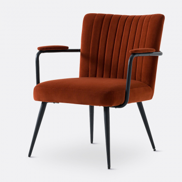 Кресло винтажное бархатное с подлокотниками Ronda  единый размер каштановый