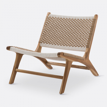 Кресло-лаундж из тика и плетеной веревки Amanda  единый размер бежевый