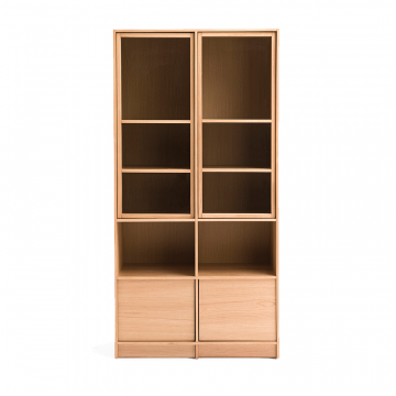 Шкаф-витрина модульный из дуба с четырьмя дверцами и двумя нишами Senssia