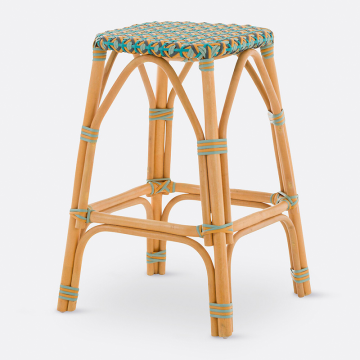 Табурет барный из плетения и ротанга В66 см Musette  единый размер зеленый