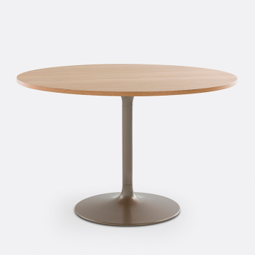 Стол круглый на 4 6 персон с ножкой-тюльпаном Liliace  4 персоны бежевый