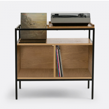 Стеллаж для пластинок из дуба и стали L87 см Volga бежевый