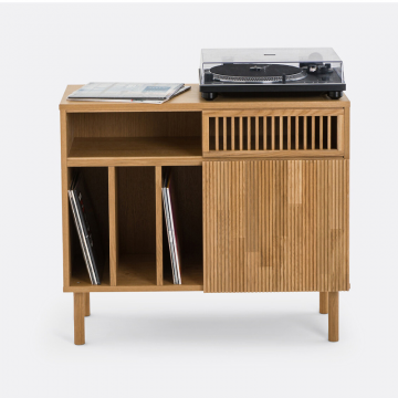 Шкаф для винила из массива дуба Bilbao бежевый