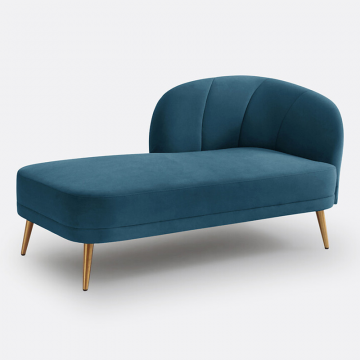 Кушетка с бархатной отделкой левосторонняя Leone  левосторонний синий