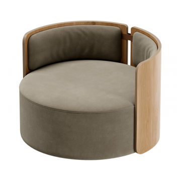 Кресло крутящееся Lagom 800 (серо-зеленый FiberGuard, натуральный дуб)