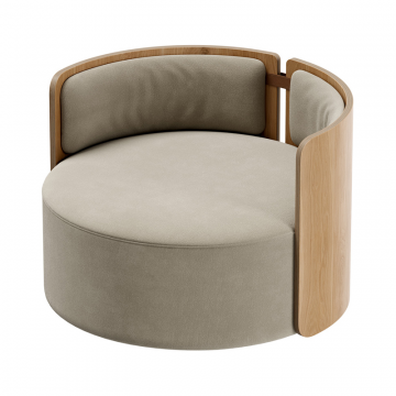 Кресло крутящееся Lagom 800 (светло-бежевый FiberGuard, натуральный дуб)