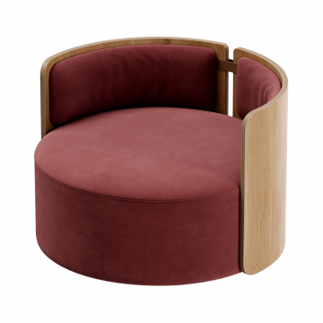 Кресло крутящееся Lagom 800 (бордовый FiberGuard, натуральный дуб)