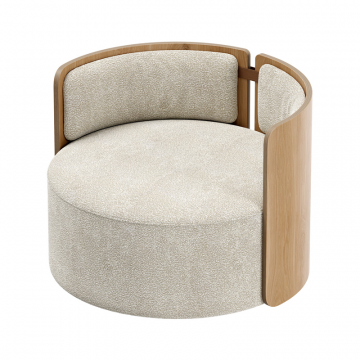 Кресло крутящееся Lagom 800 (молочный букле, натуральный дуб)
