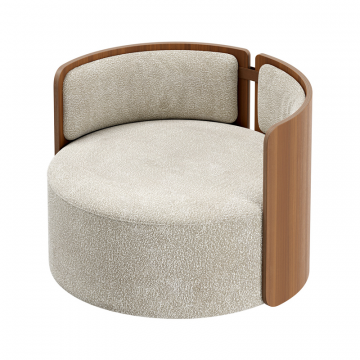 Кресло крутящееся Lagom 800 (молочный букле, орех)