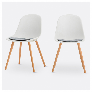 Комплект из 2 стульев с пластиковым сиденьем Wapong  единый размер белый