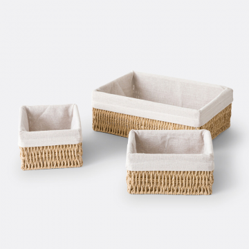 Комплект из трех корзин из бумажного шпагата Papeli  единый размер бежевый
