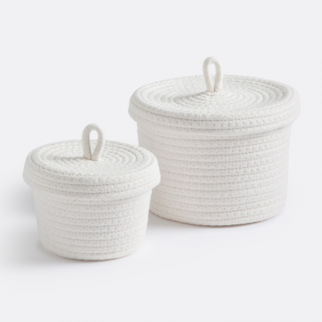 Комплект из двух корзин из хлопка с крышкой Kesia  единый размер белый