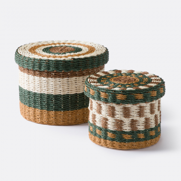 Набор из 2 корзин с крышкой плетеная бумага Onaga  единый размер разноцветный