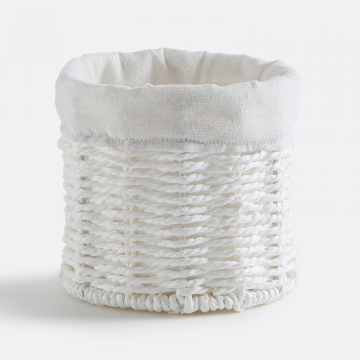 Корзина круглая из плетеной бумаги и ткани Papeli  единый размер белый