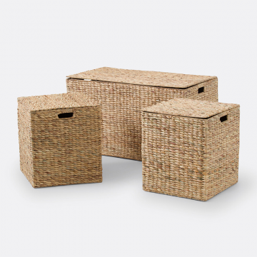 Комплект из трех ящиков из водяного гиацинта  Д86 см Semra  единый размер бежевый