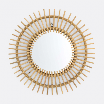 Зеркало из ротанга в форме солнца 60 см Nogu  единый размер бежевый