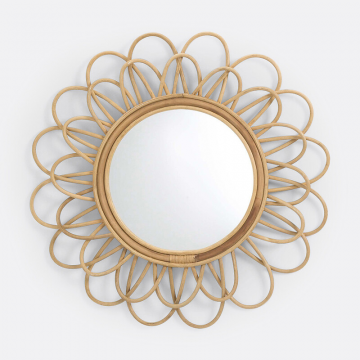 Зеркало из ротанга в форме двойного цветка 60 см Nogu  единый размер бежевый
