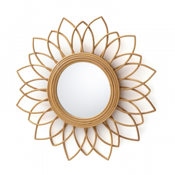 Зеркало из ротанга в форме цветка 65 см Nogu  единый размер бежевый