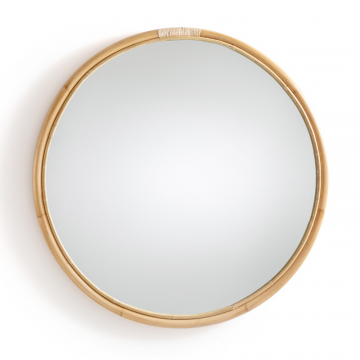 Зеркало круглое из ротанга 90 см Nogu  единый размер бежевый