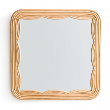 Квадратное зеркало из ротанга Vaguo  единый размер бежевый