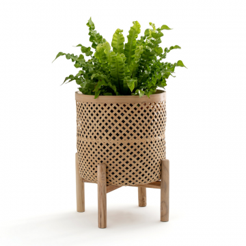 Кашпо на подставке из бамбука В45 см Bambu  единый размер бежевый