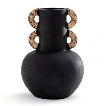Ваза декоративная из керамики и ротанга  В415 см Kuro  единый размер черный