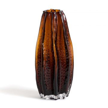 Ваза из янтарного рифленого стекла В295 см Yuvo  единый размер каштановый